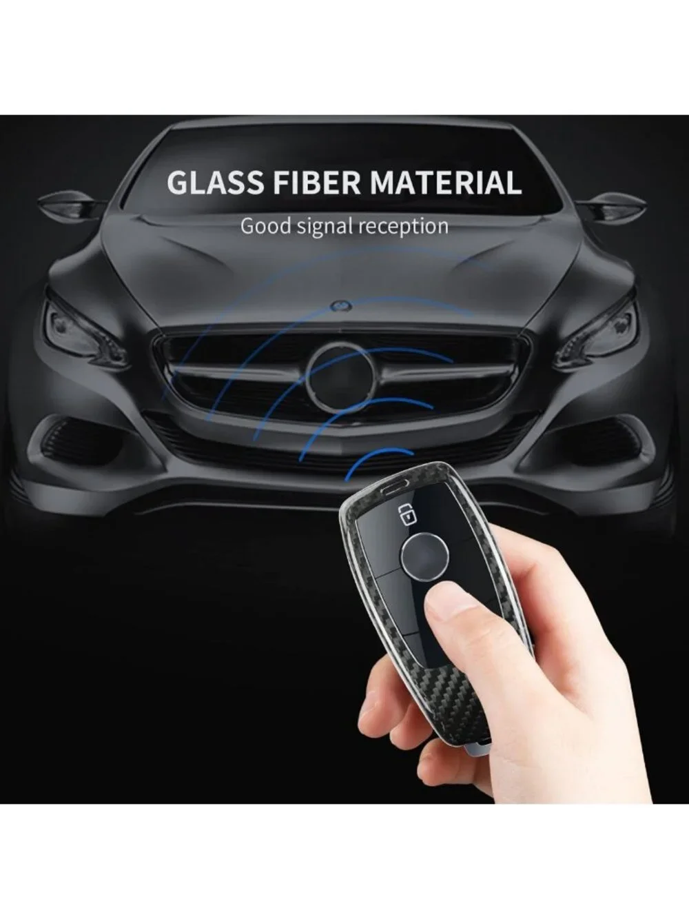 Real Glass Fiber Key Fob Cover for Mercedes-Benz, Keyless Smart Key Protector